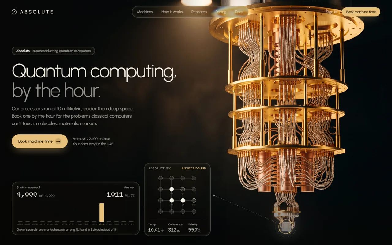 Absolute, deep tech concept website by Web Tactics