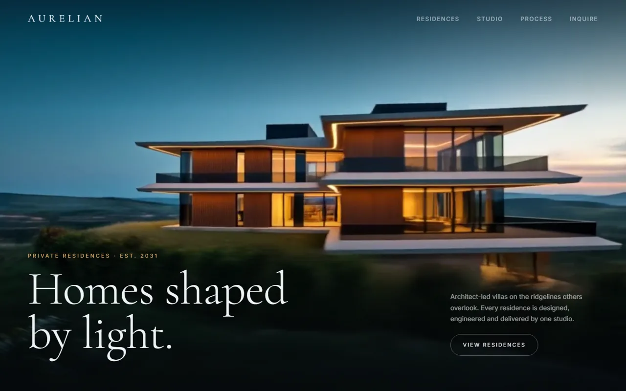 Aurelian, property concept website by Web Tactics