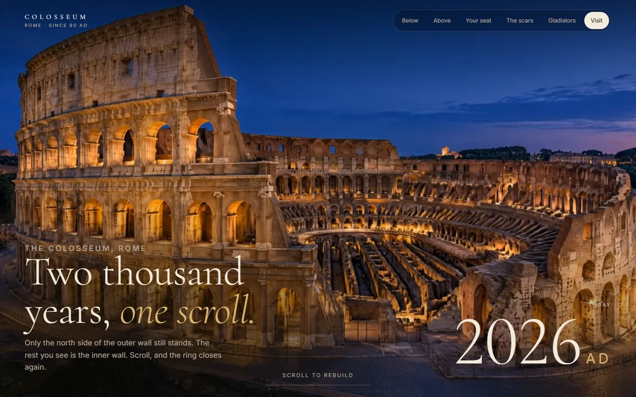 Colosseum, unofficial heritage concept website by Web Tactics