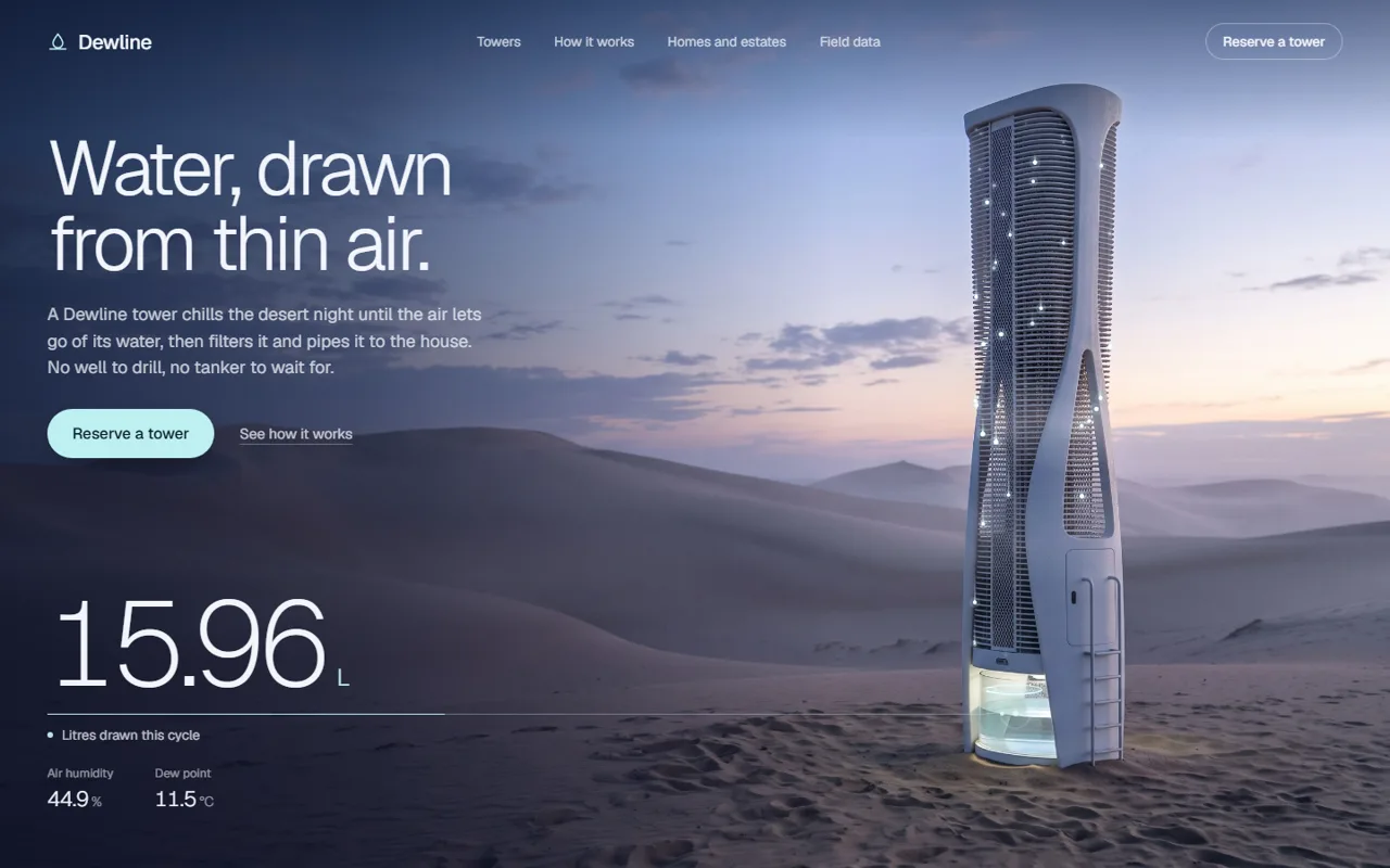 Dewline, sustainability concept website by Web Tactics