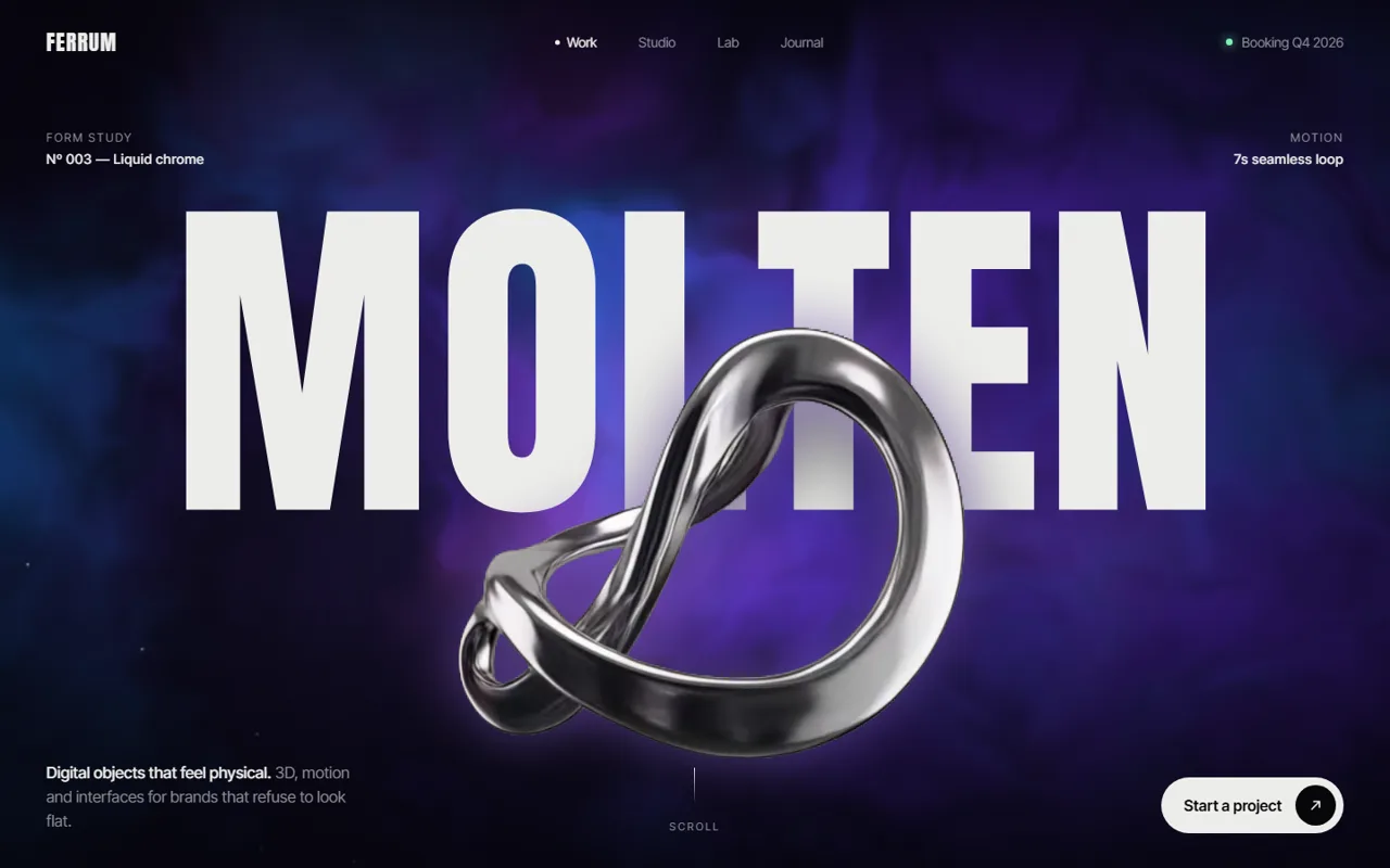 Ferrum, 3d studio concept website by Web Tactics