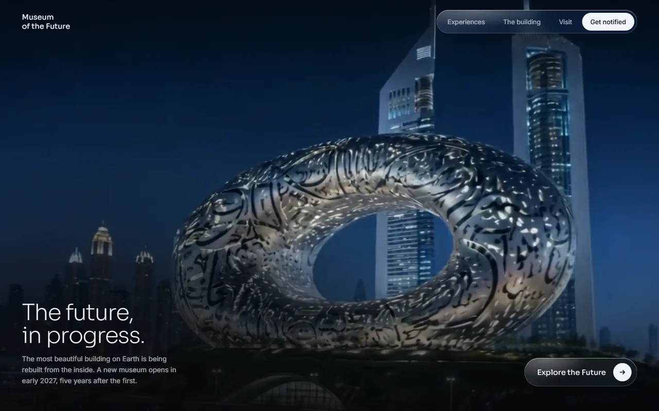 Museum of the Future, unofficial culture concept website by Web Tactics