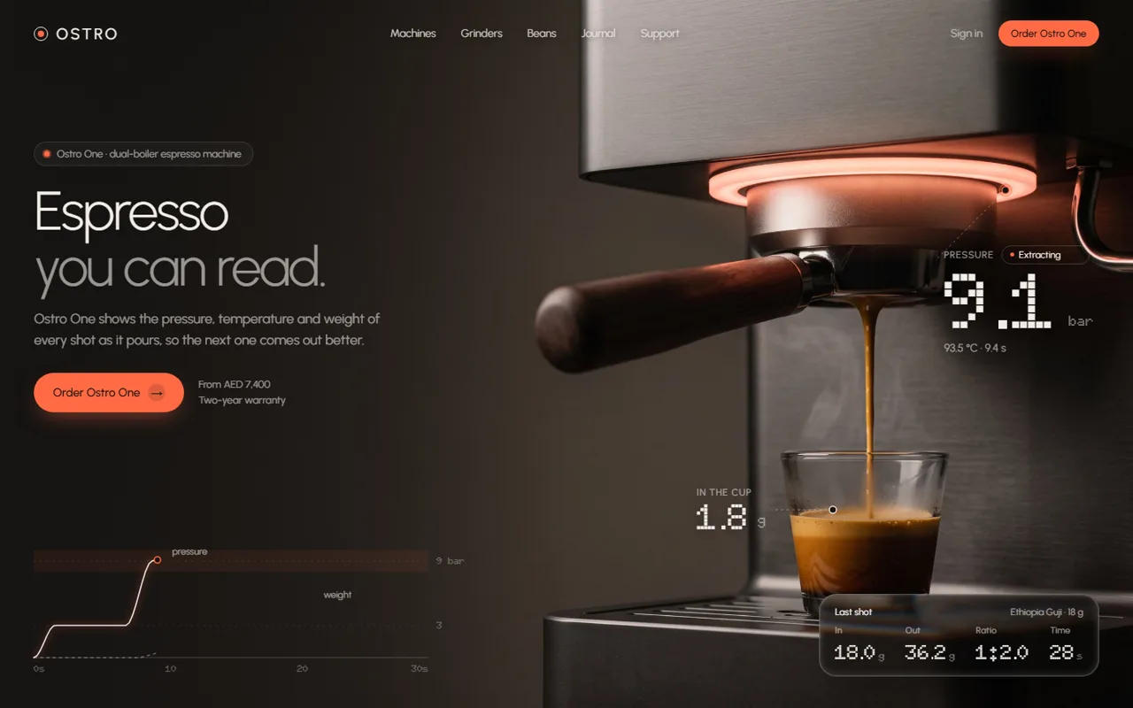 Ostro, coffee concept website by Web Tactics