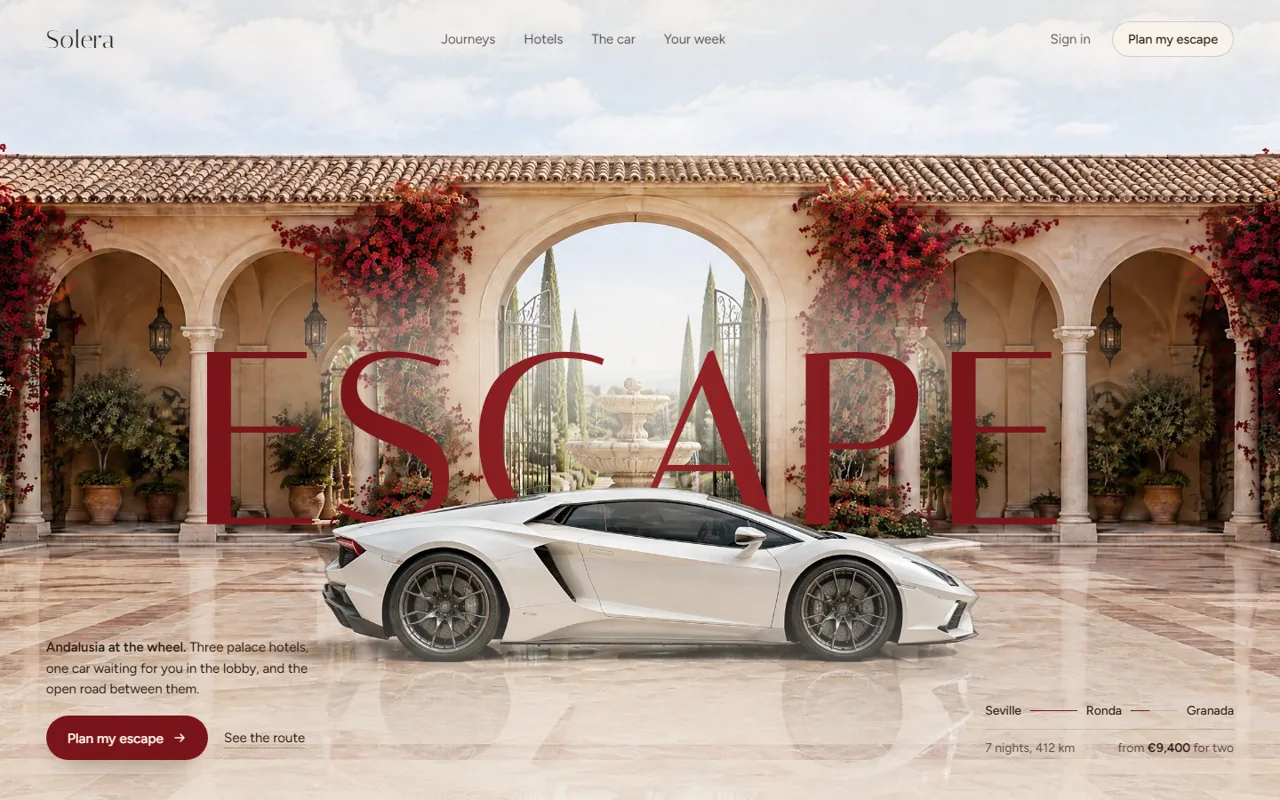 Solera, travel concept website by Web Tactics