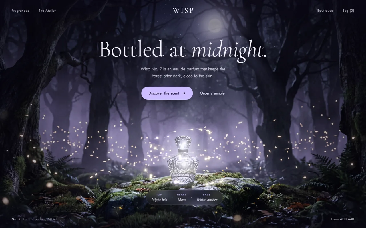 Wisp, beauty concept website by Web Tactics