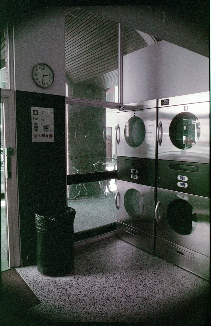 washing machines in laundromat